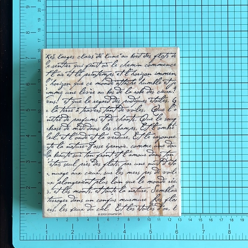 Stampin’ Up French Script rubber Stamp.